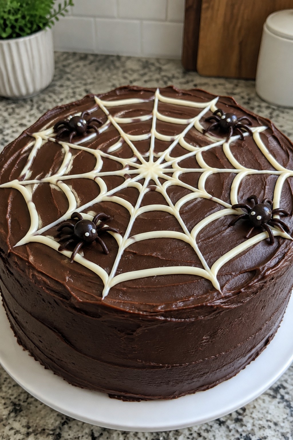 Spooky Spiderweb Chocolate Layer Cake