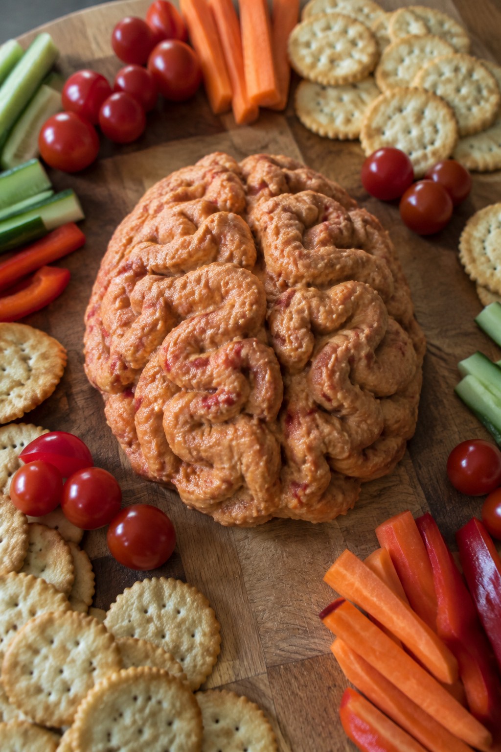 Zombie Brain Roasted Red Pepper Hummus Board