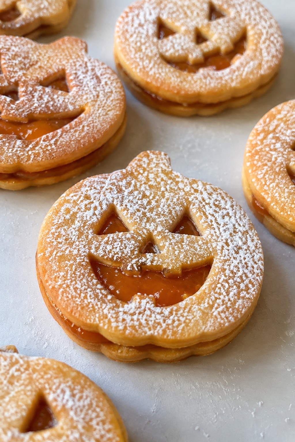 Jack-o'-Lantern Linzer Cookies