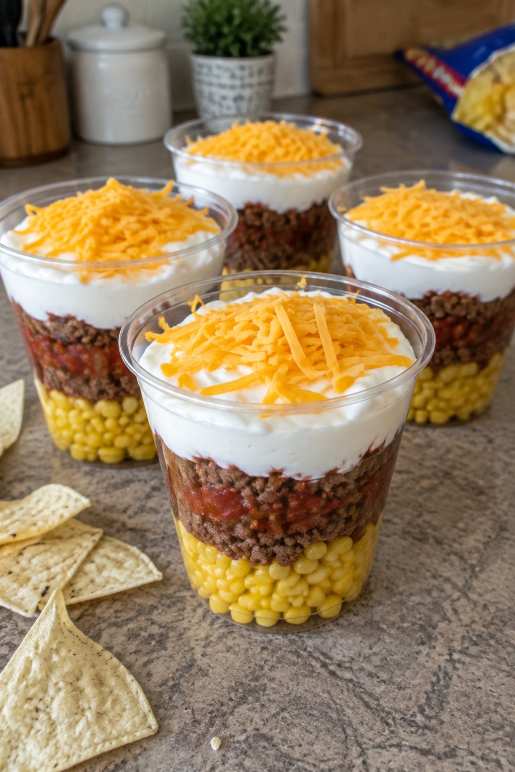 Candy Corn Layered Taco Dip Cups