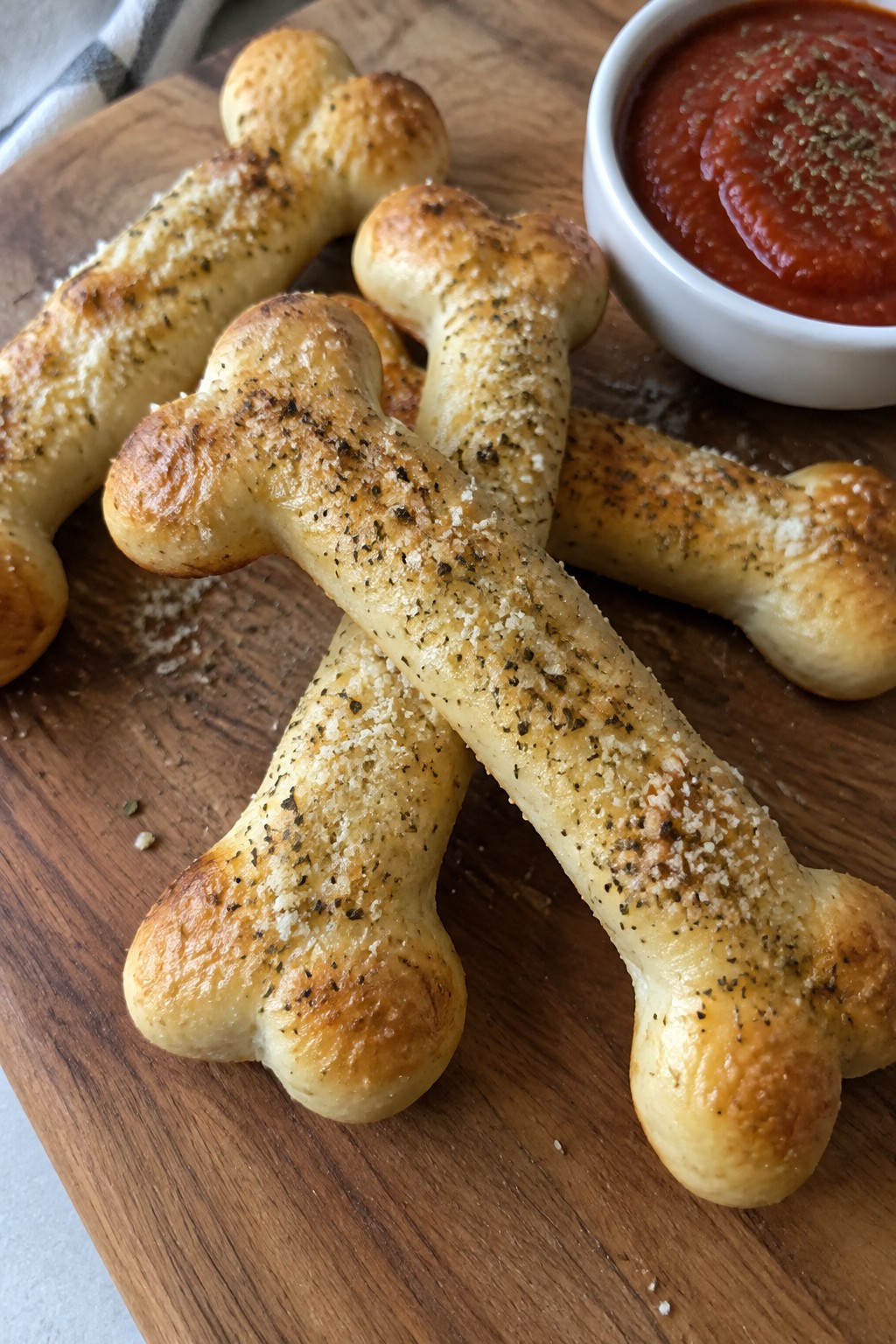 Skeleton Bone Parmesan Breadsticks with Marinara