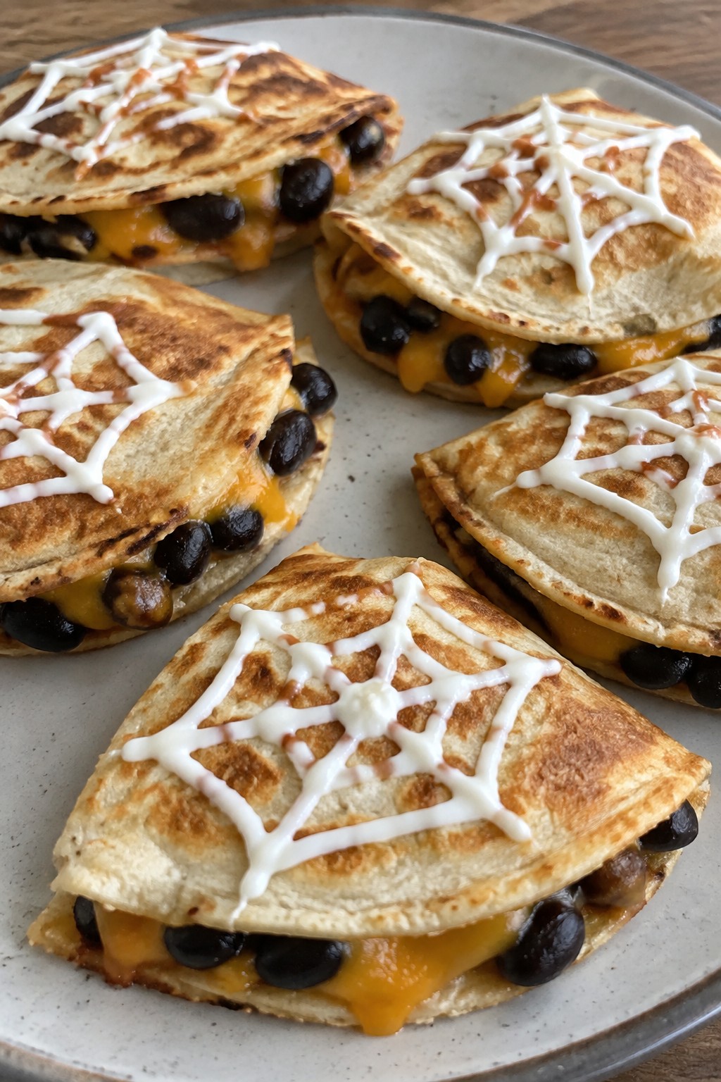 Spiderweb Black Bean Quesadilla Bites