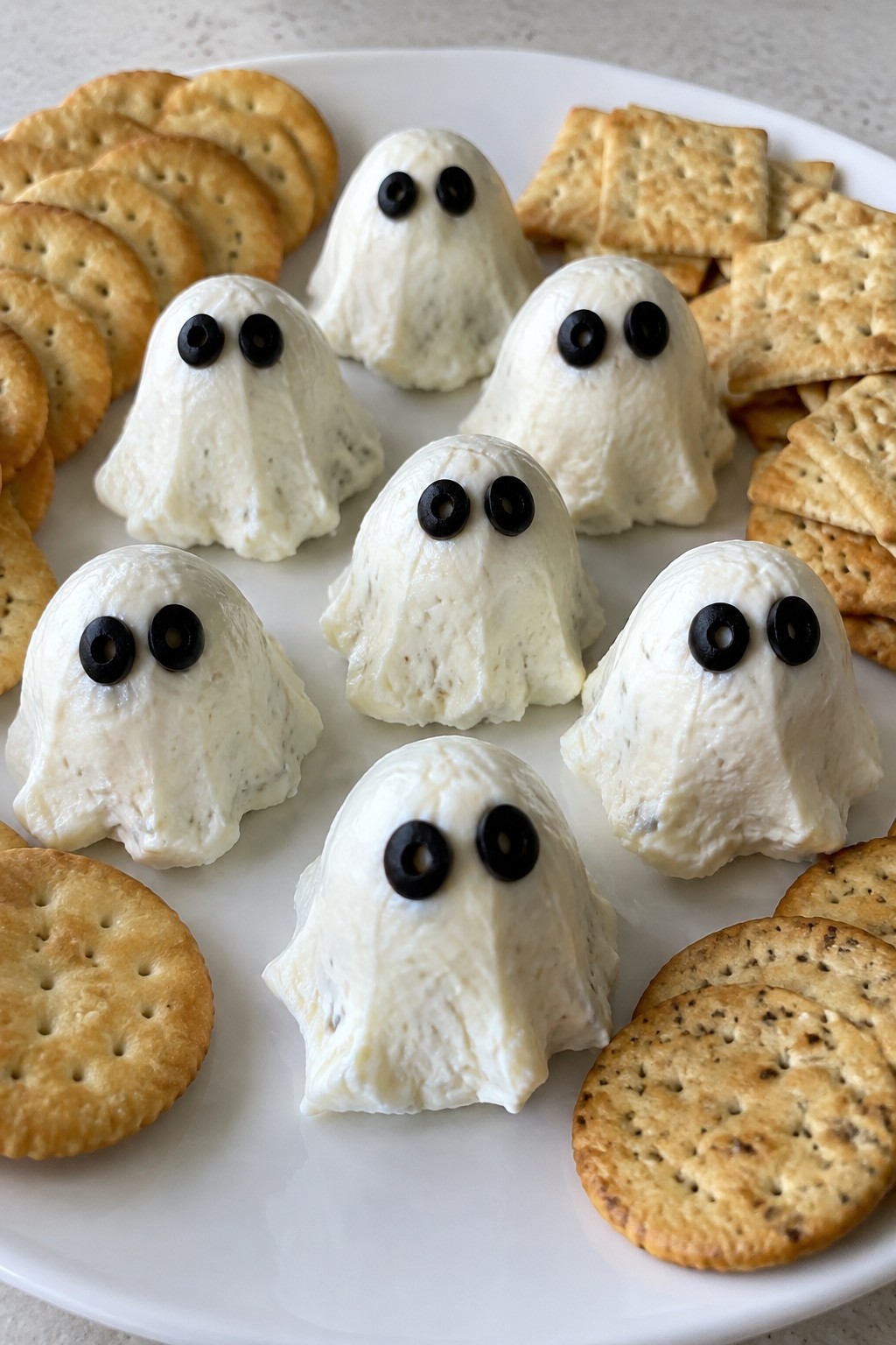 Ghostly Cheeseball Platter with Crackers