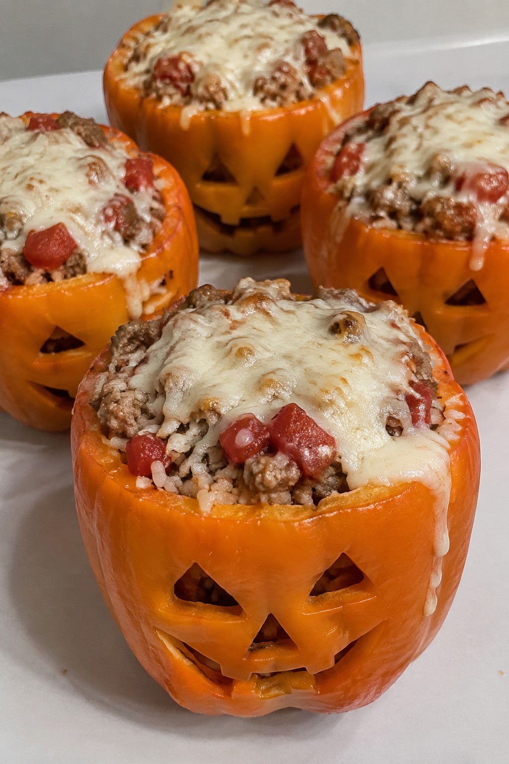 Jack-o'-Lantern Stuffed Peppers