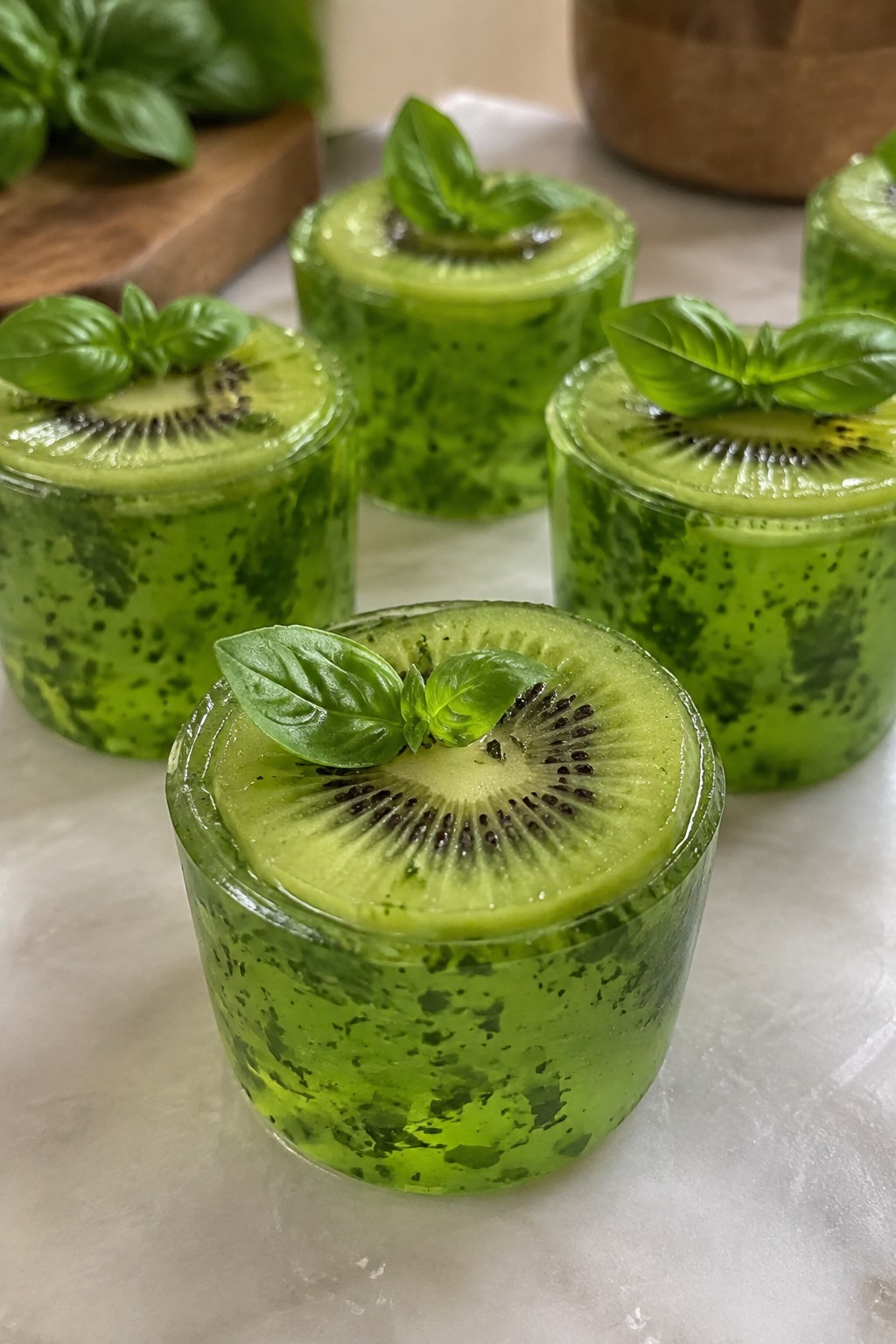 Haunted Kiwi Basil Jello Shots