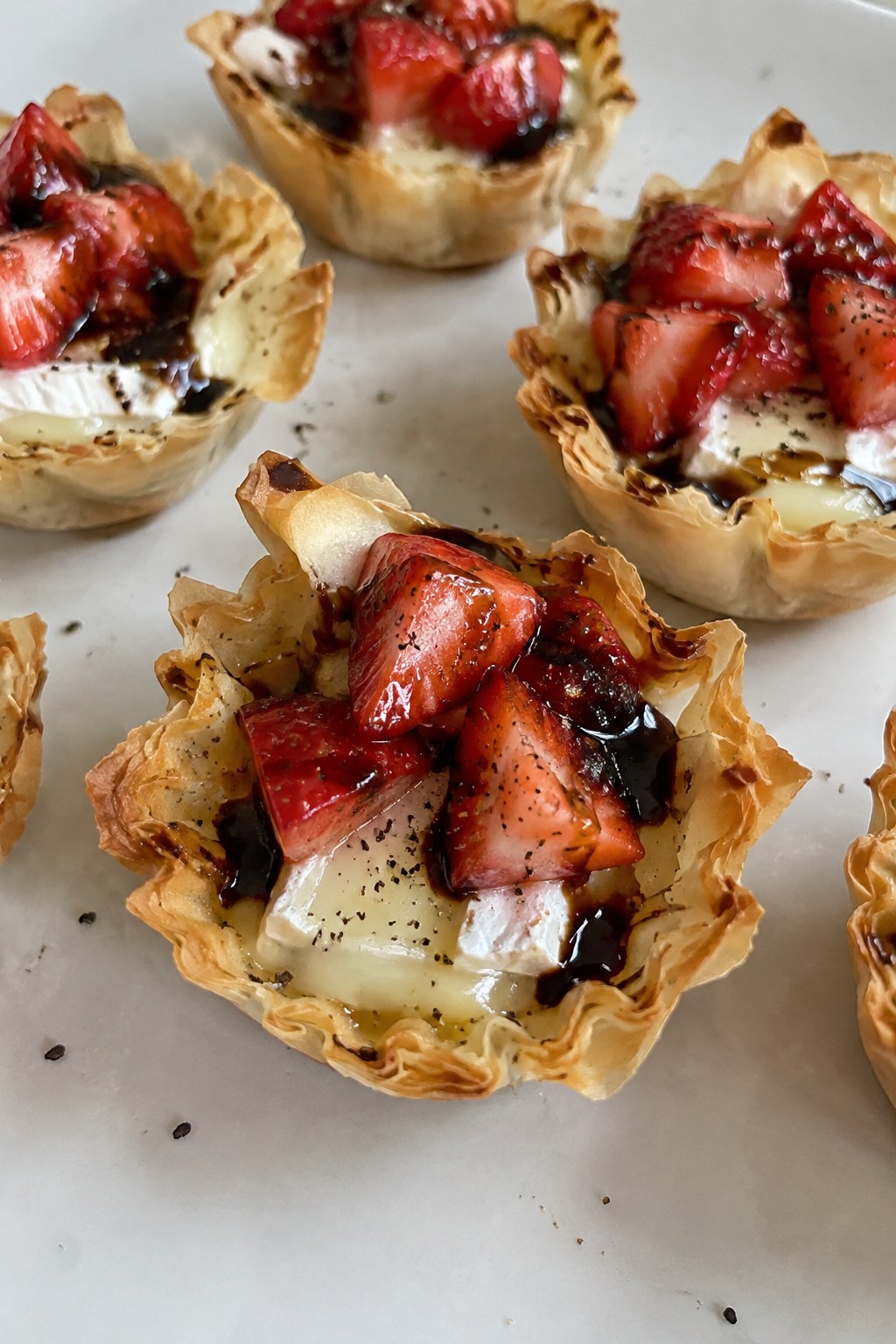 Balsamic-Strawberry Brie Phyllo Cups