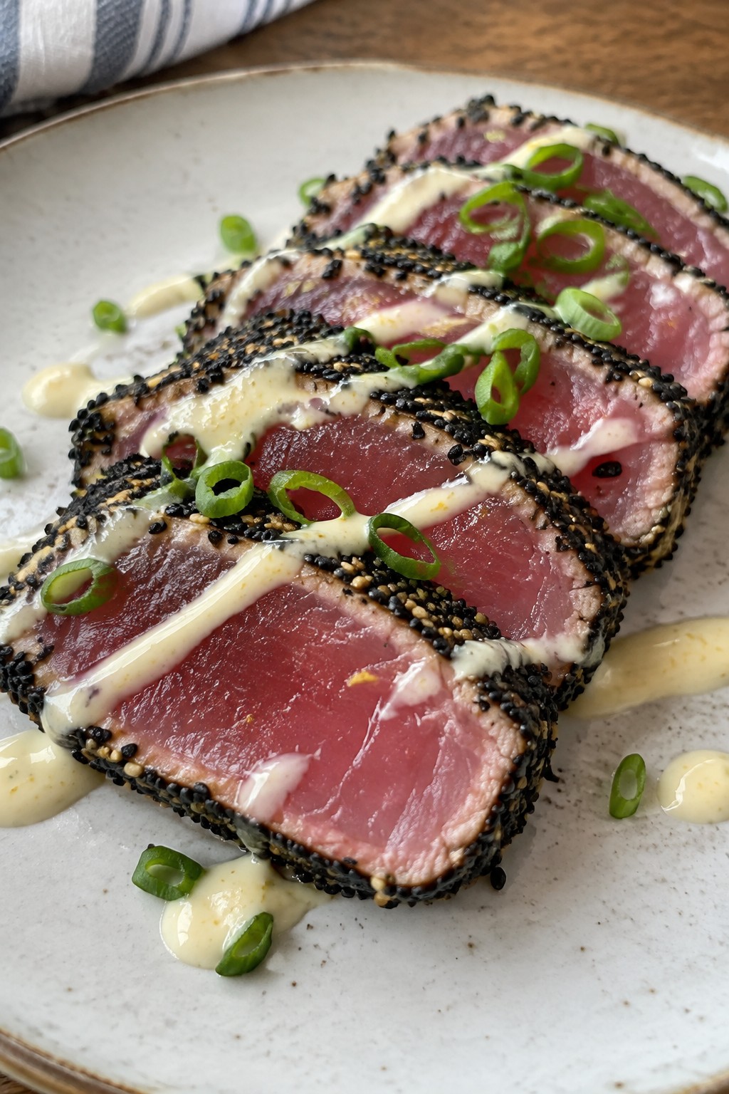 Black Sesame Tuna Tataki with Yuzu Aioli