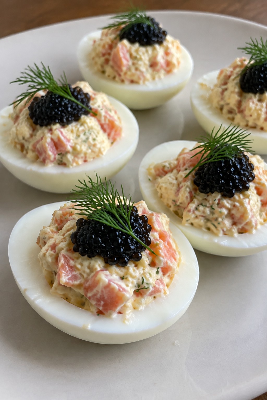 Smoked Salmon Deviled Eggs with Caviar