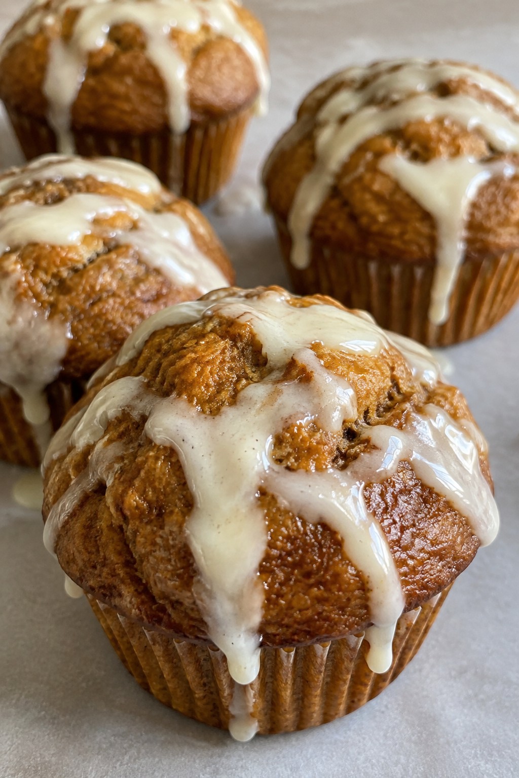 Spiced Pumpkin Muffins with Cream Cheese Glaze