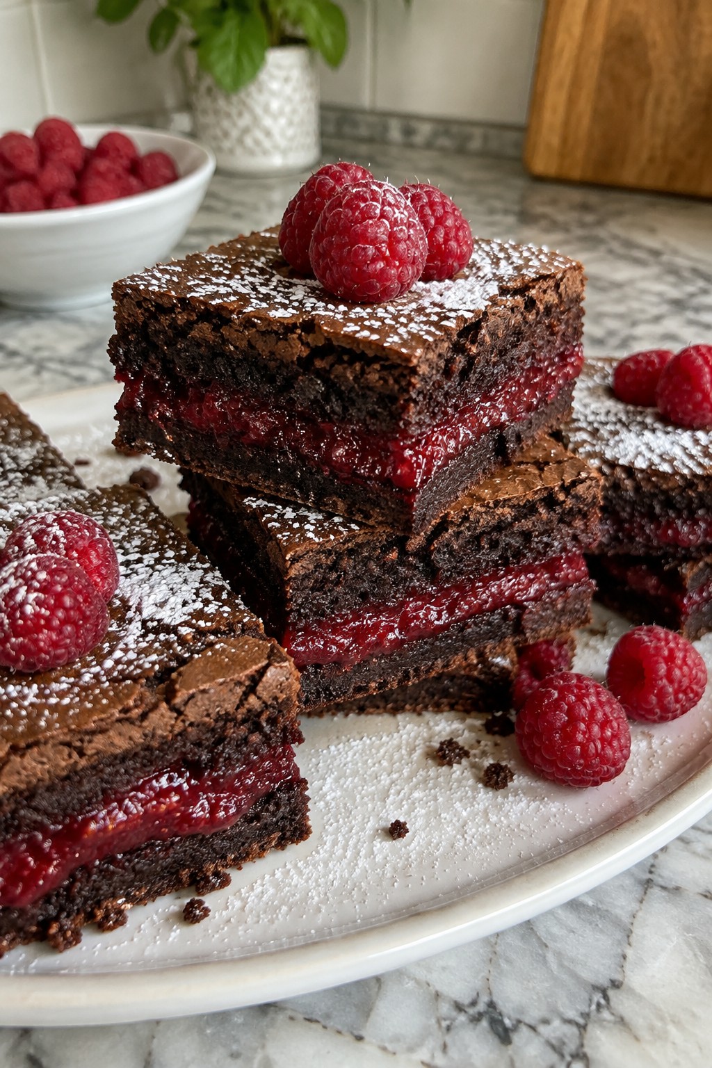 Raspberry Vampire Bite Layered Brownies