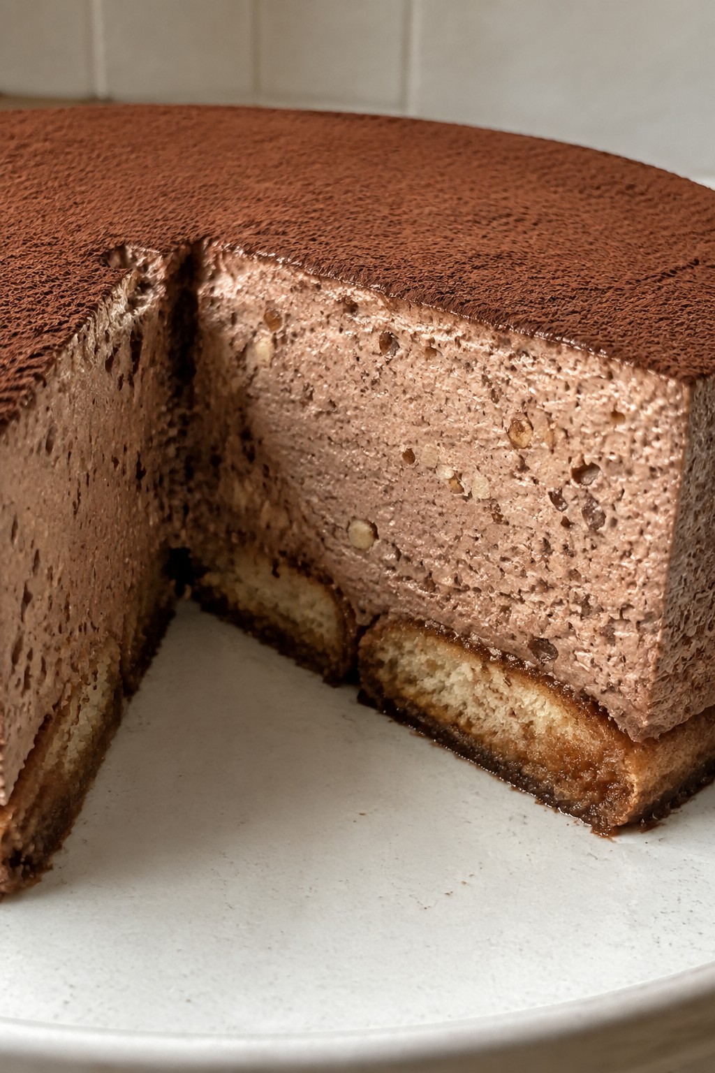 Hazelnut Amaretto Mousse Cake with Espresso Soak
