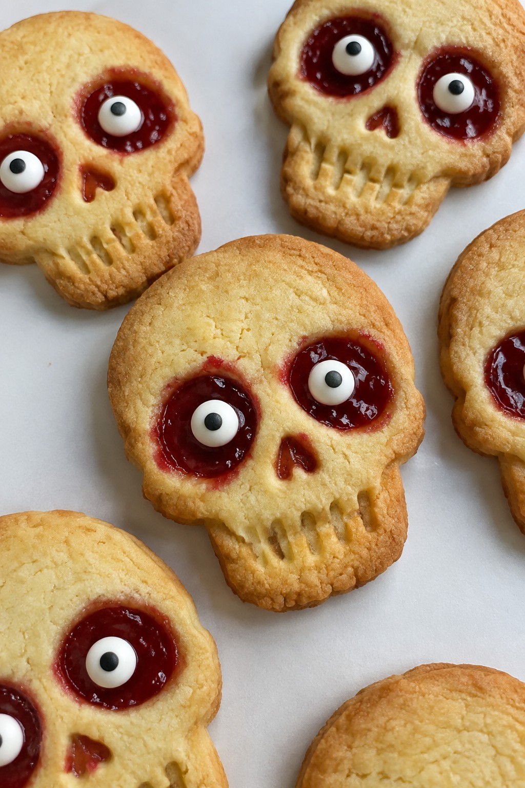 Raspberry Jam Skull Eye Cookies