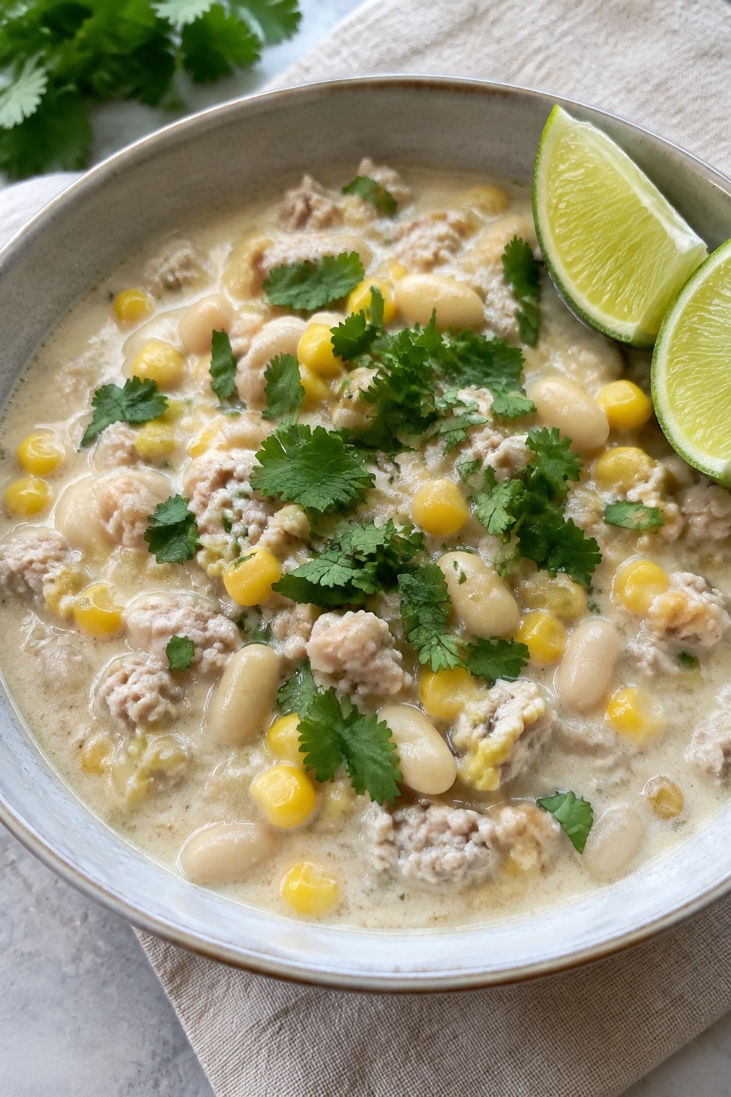 Crockpot Ghostly White Turkey Chili with Corn