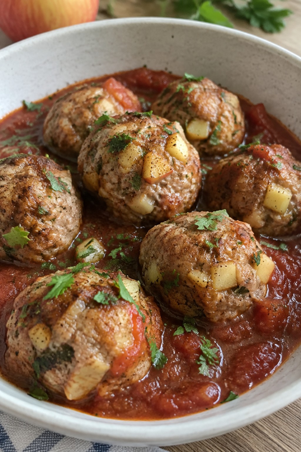 Crockpot Spiced Apple and Turkey Meatball Marinara