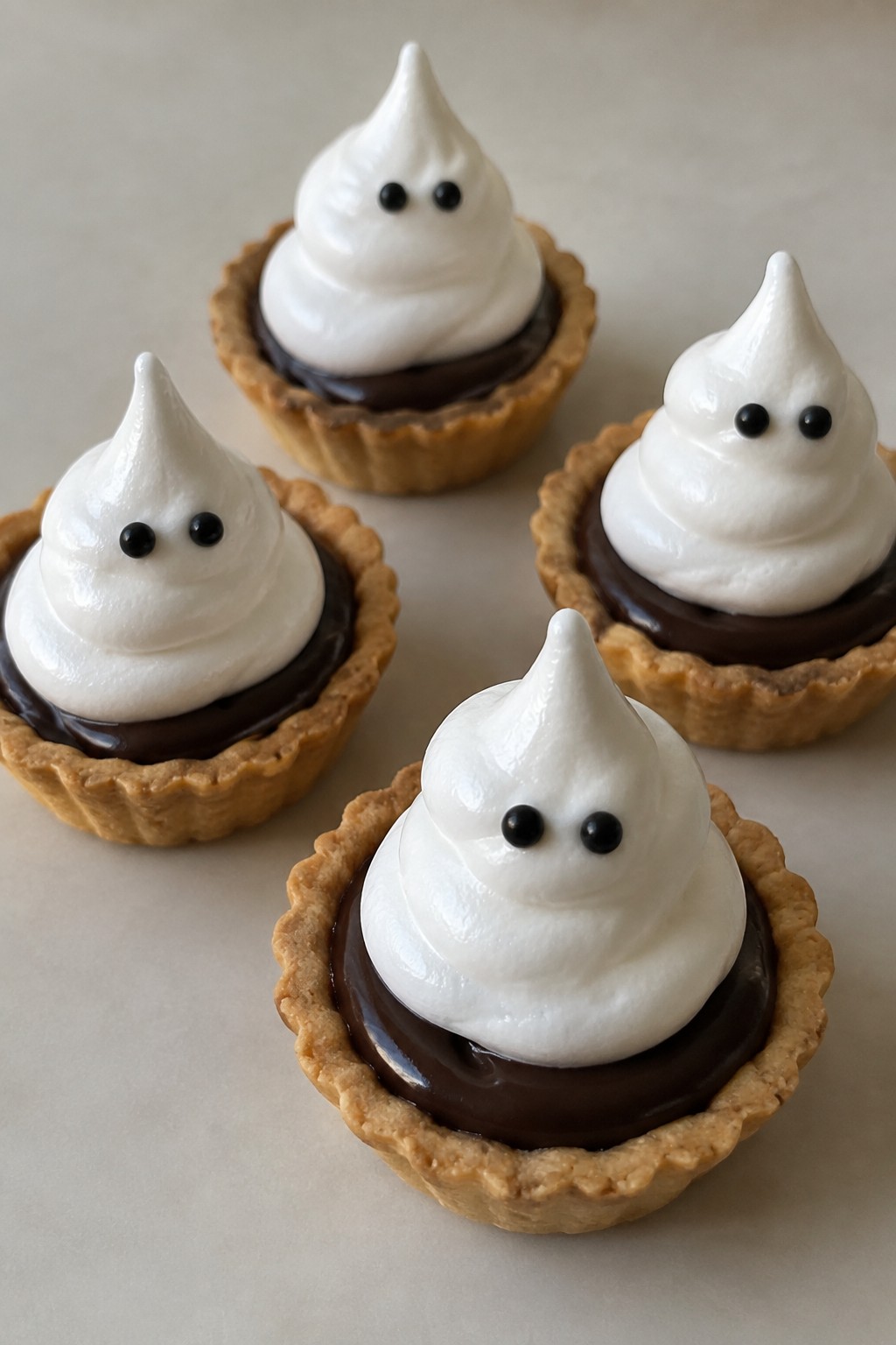 Ghost Meringue Chocolate Tartlets