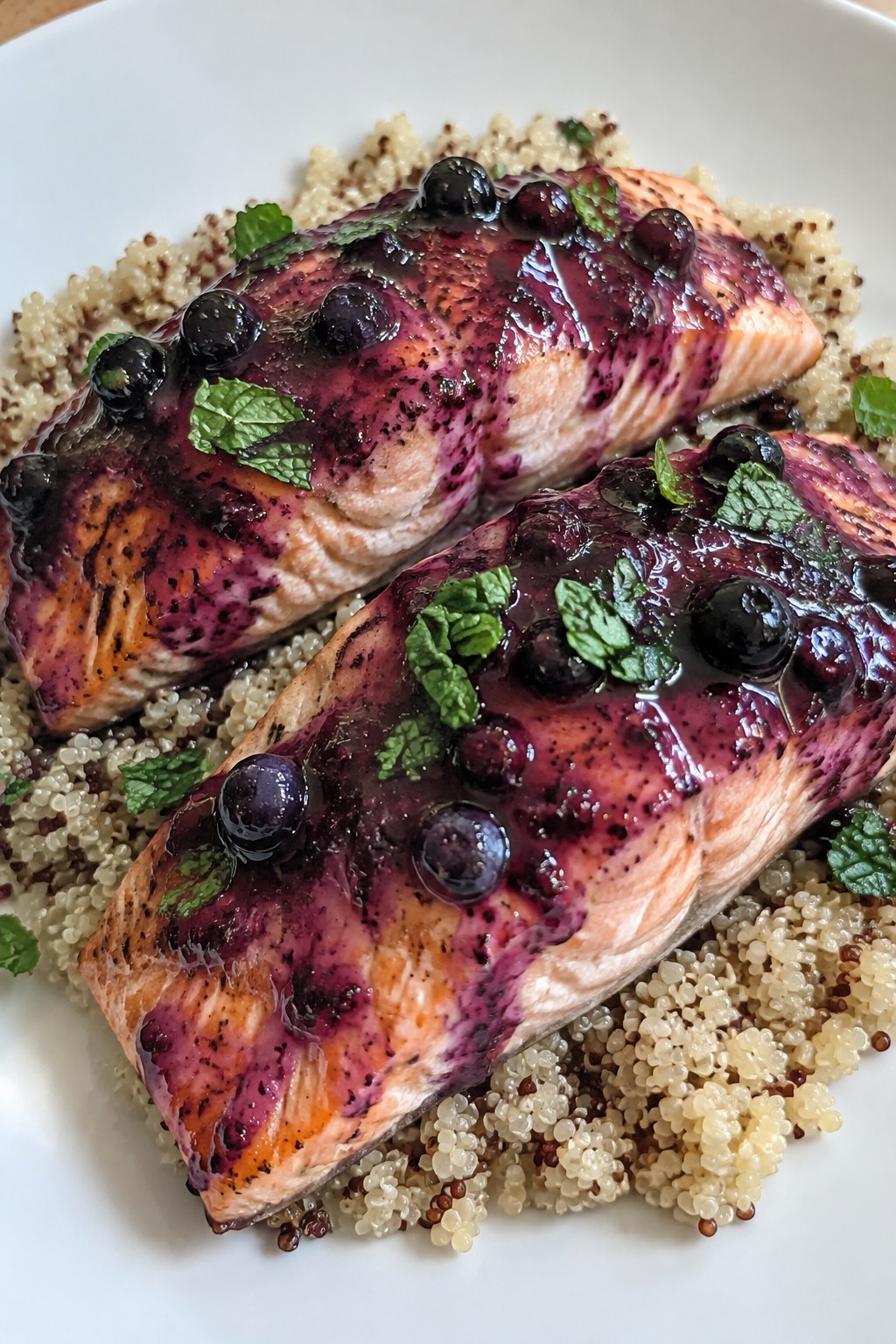 Boo-Berry Glazed Salmon with Quinoa