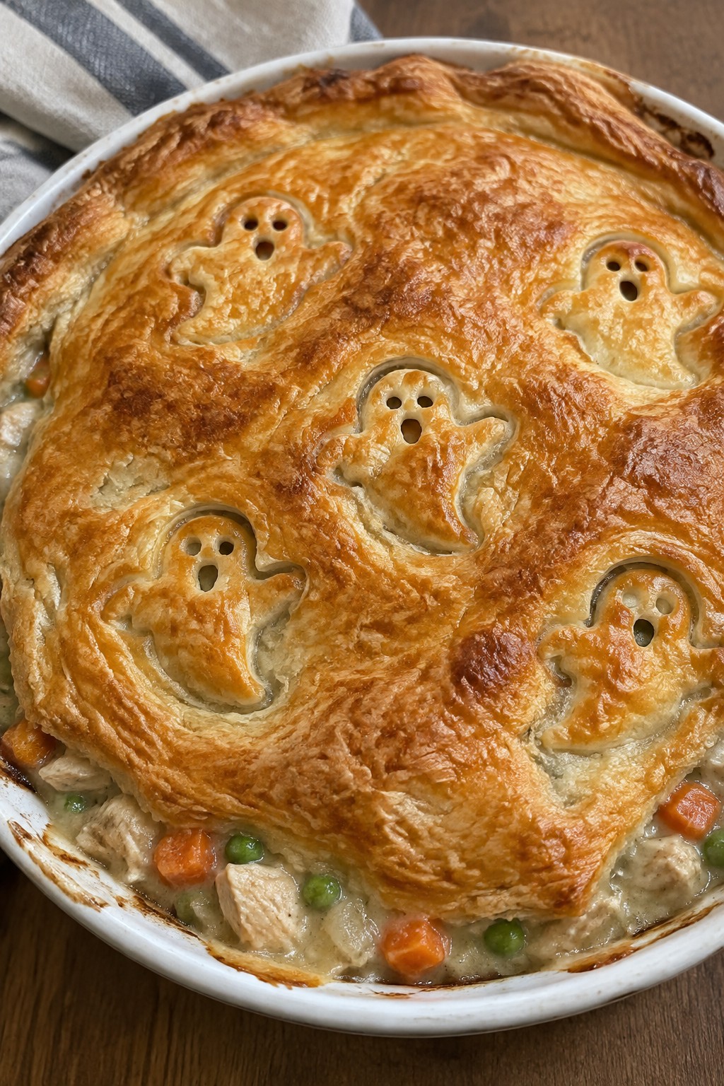 Ghostly Chicken Pot Pie with Pastry Faces