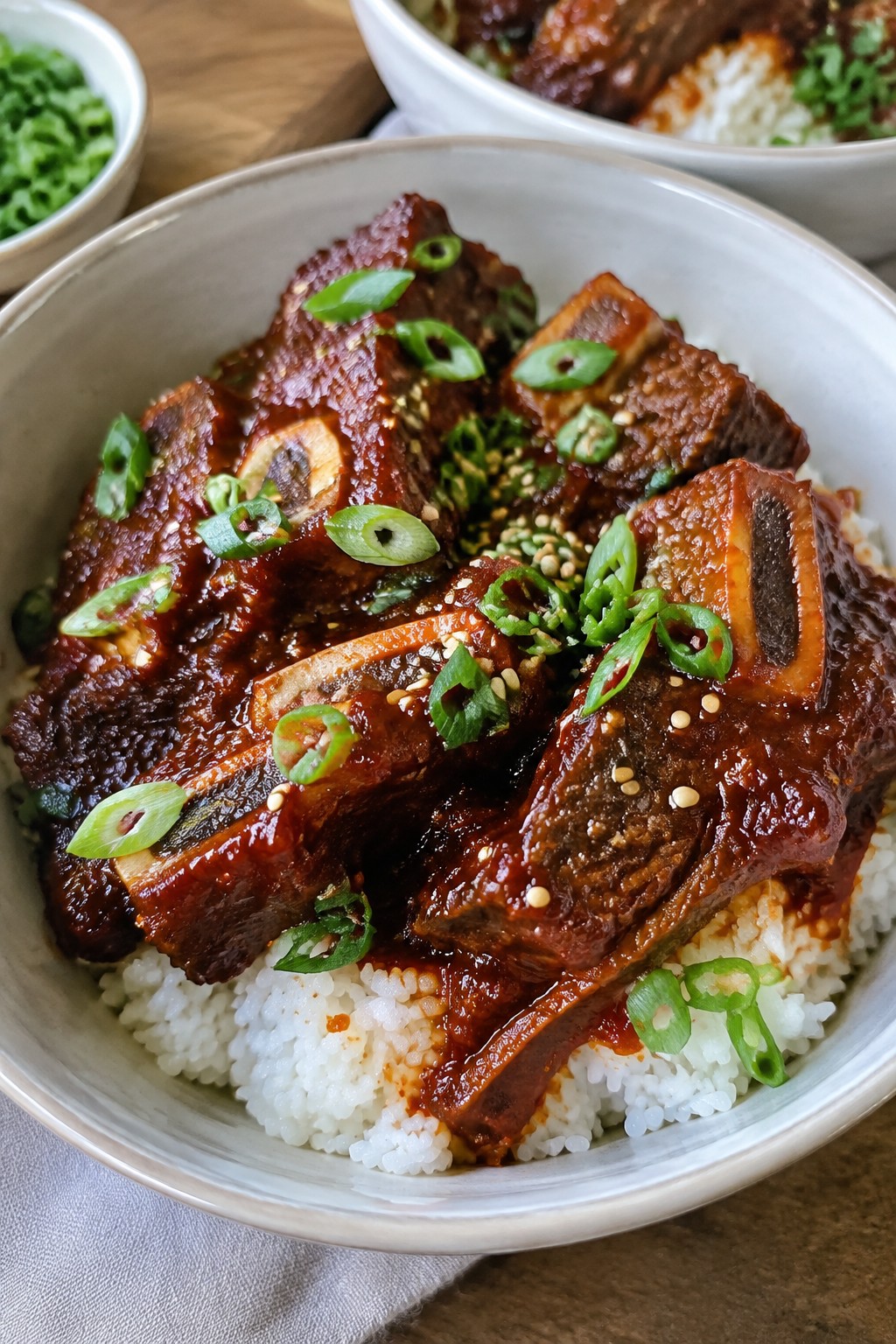 Korean Gochujang Braised Short Rib Rice Bowls