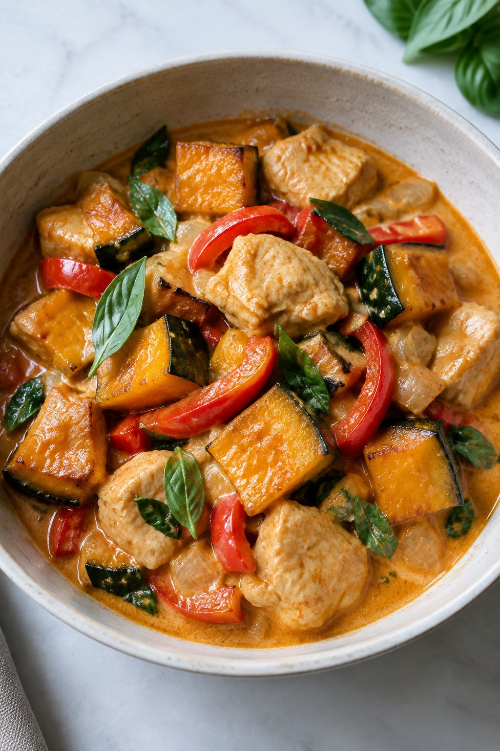 Thai Coconut Curry Chicken with Roasted Kabocha Squash