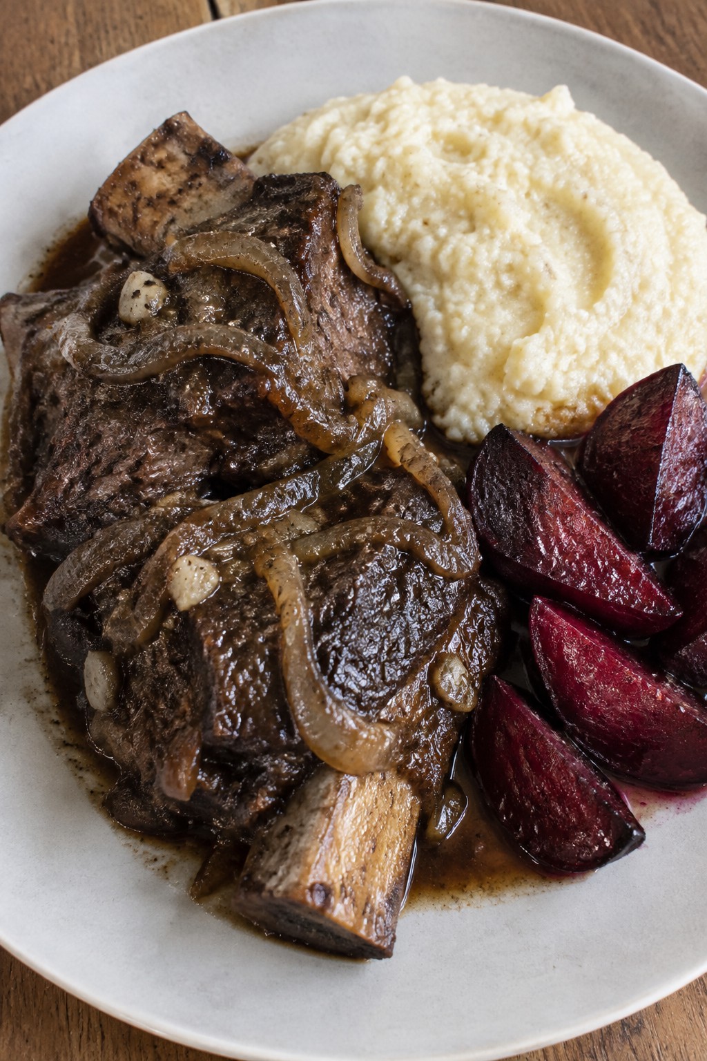 Blood Moon Short Ribs with Roasted Beets and Polenta