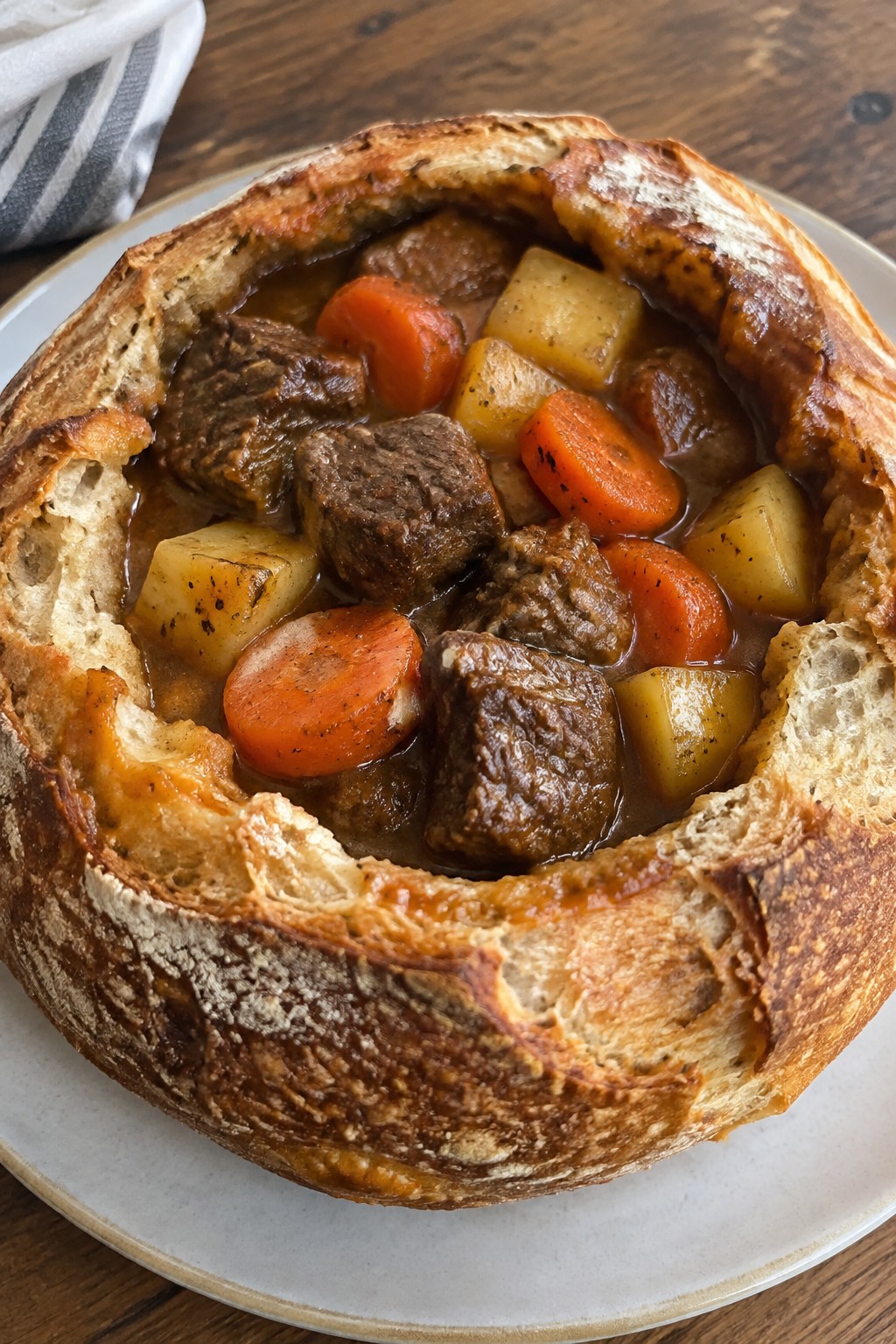 Witch's Cauldron Beef Stew in Sourdough Bread Bowls
