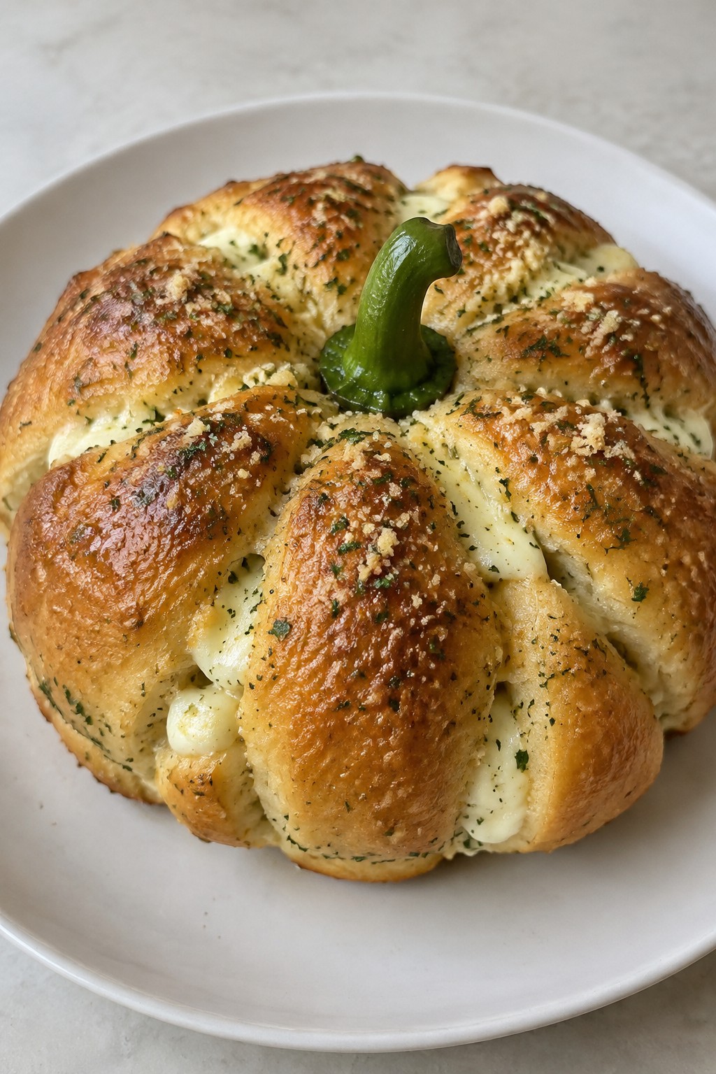 Pumpkin-Shaped Pull-Apart Cheese Bread