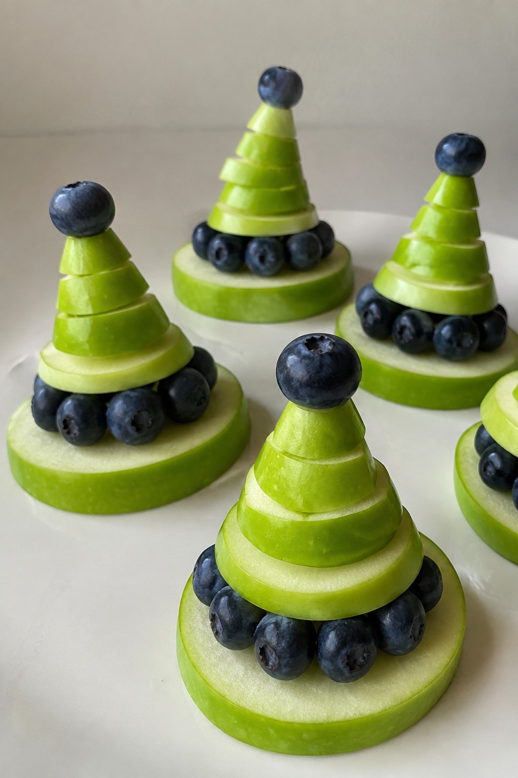Apple Witch Hat Stacks with Blueberries
