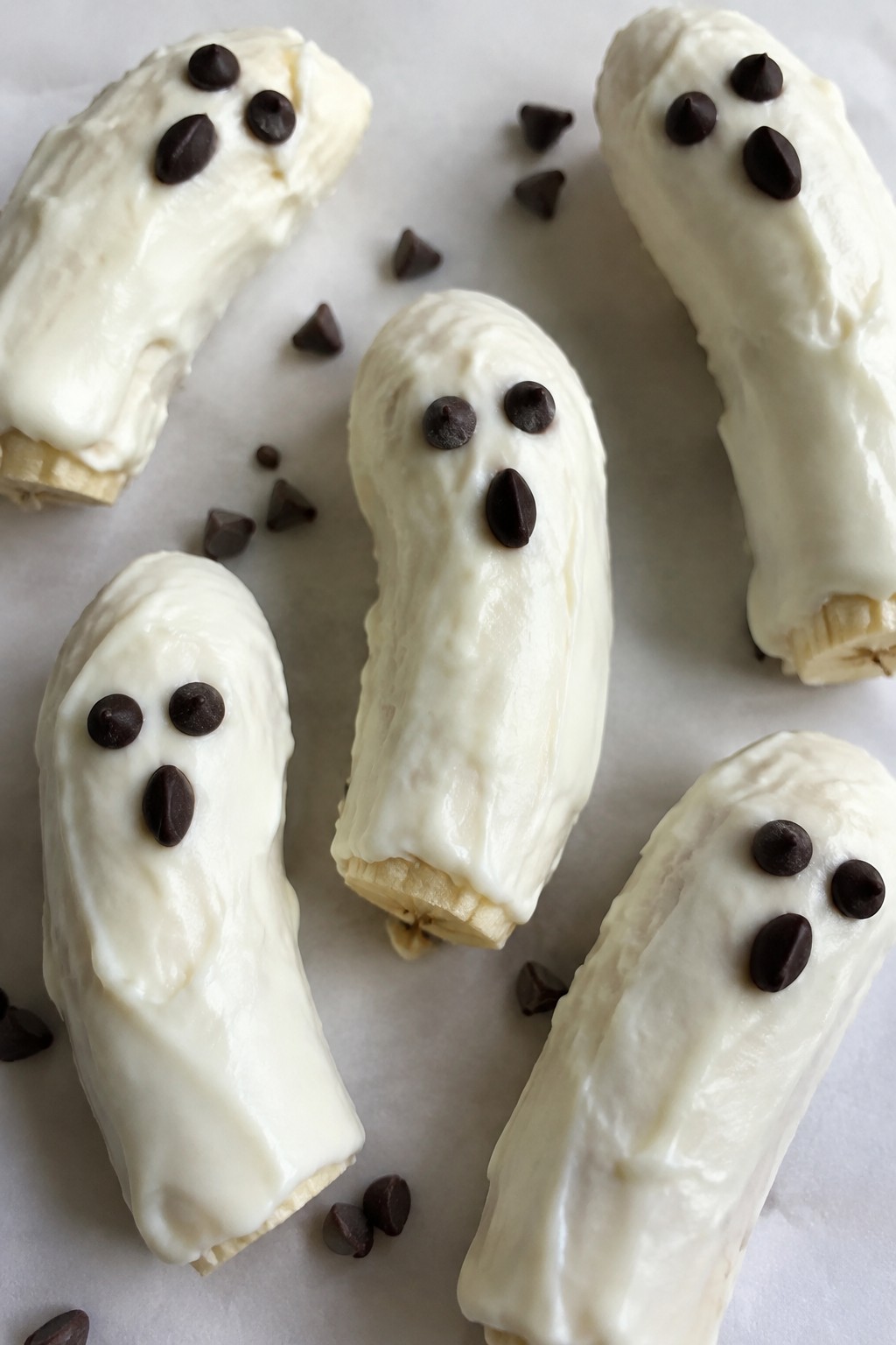 Ghostly Banana Yogurt Pops