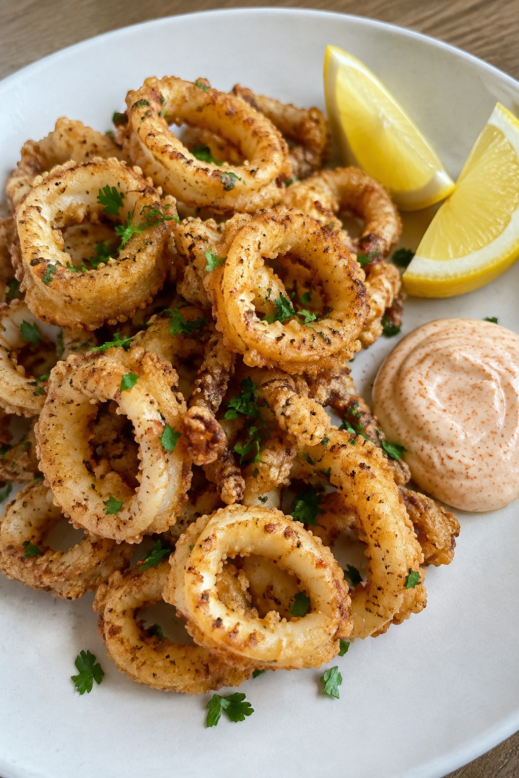 Crispy Calamari with Smoked Paprika Aioli and Lemon