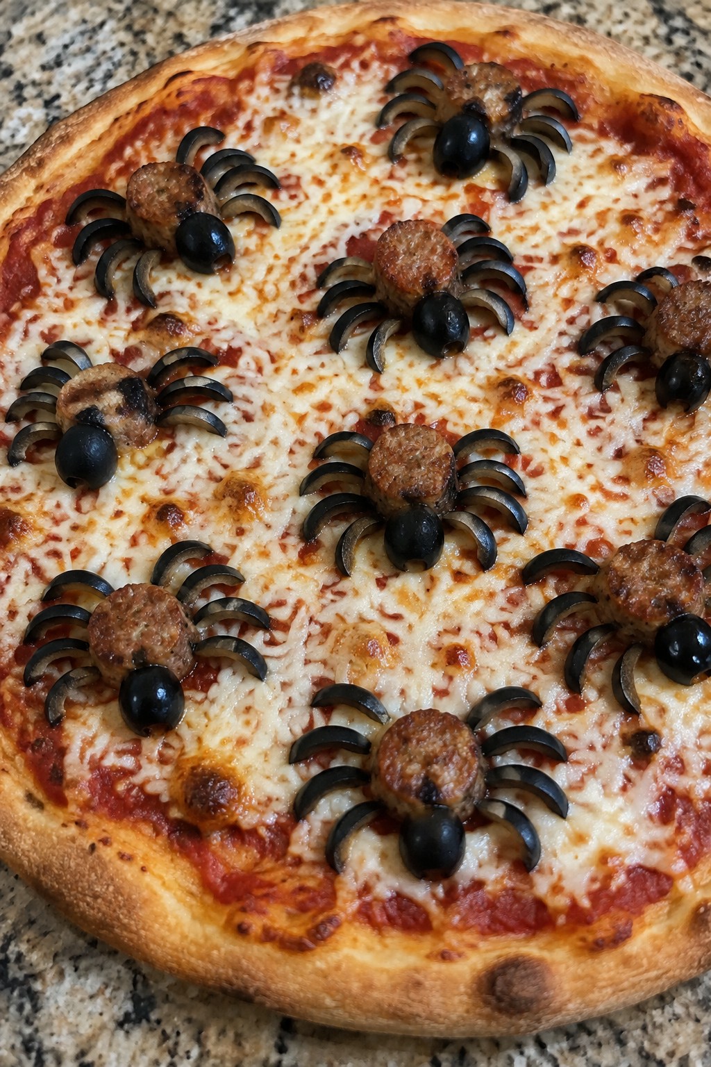 Creepy Crawly Spider Sausage Pizza