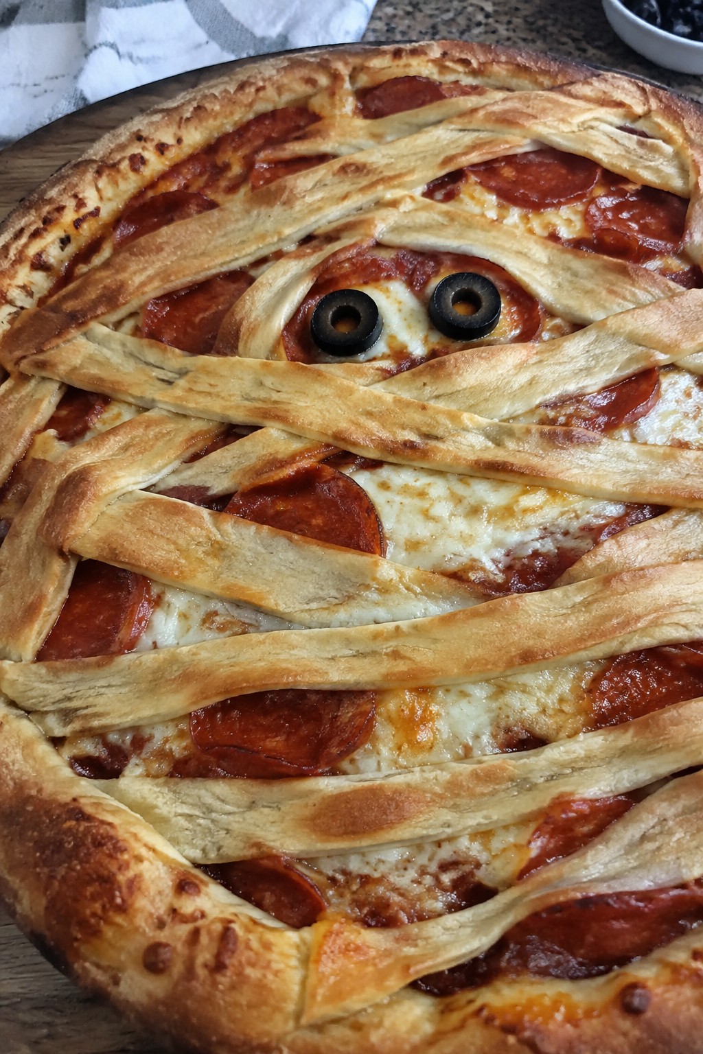 Mummy-Wrapped Pepperoni Pizza