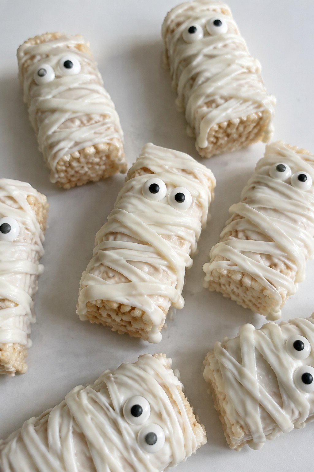 Mummy Vanilla Coating Rice Krispie Treat Logs