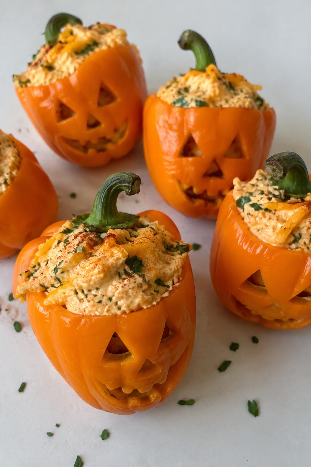 Jack-o'-Lantern Stuffed Mini Peppers