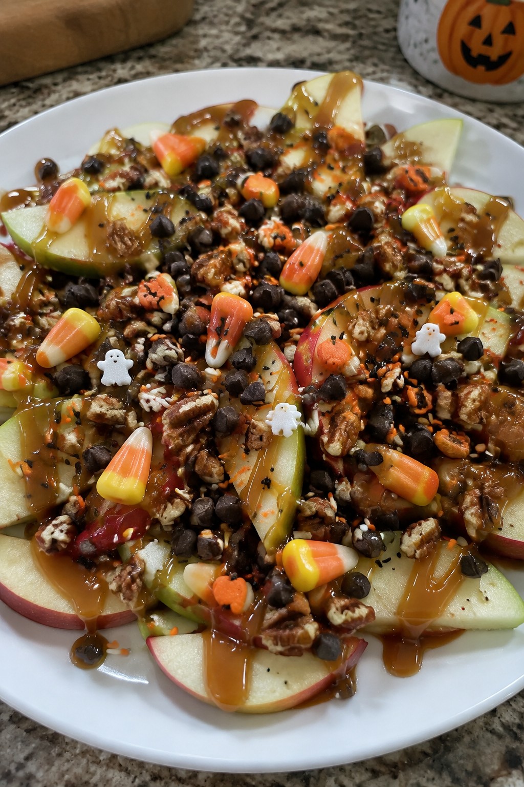 Caramel Apple Nachos with Toppings