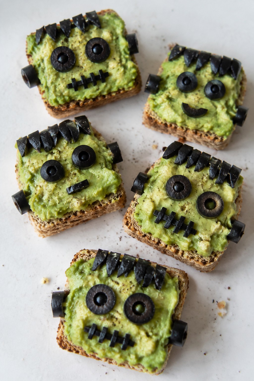 Frankenstein Avocado Toast Bites