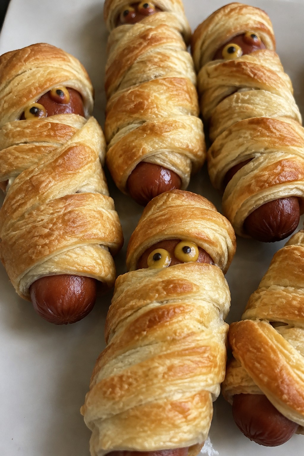 Mummy Hot Dogs with Crescent Roll Wraps