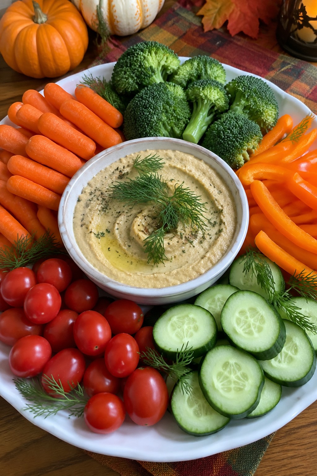 Pumpkin Patch Veggie Platter with Hummus