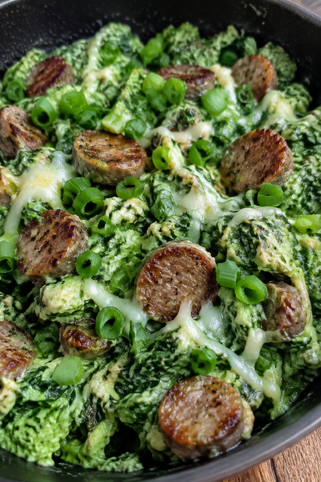 Frankenstein Green Eggs and Sausage Skillet