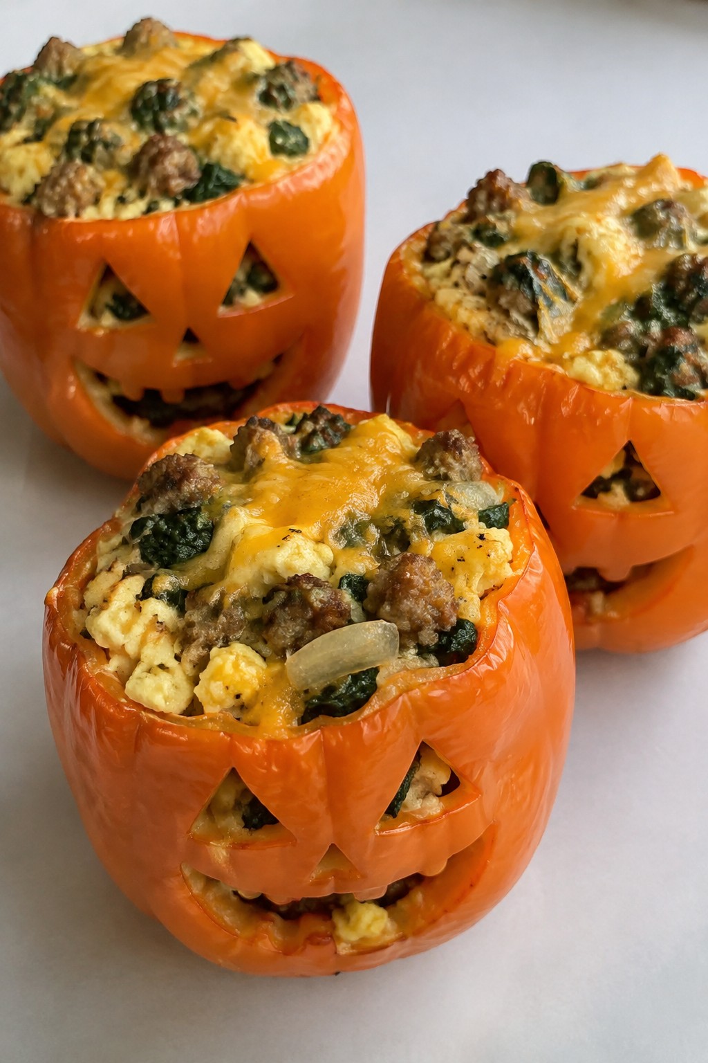 Jack-O'-Lantern Stuffed Breakfast Peppers