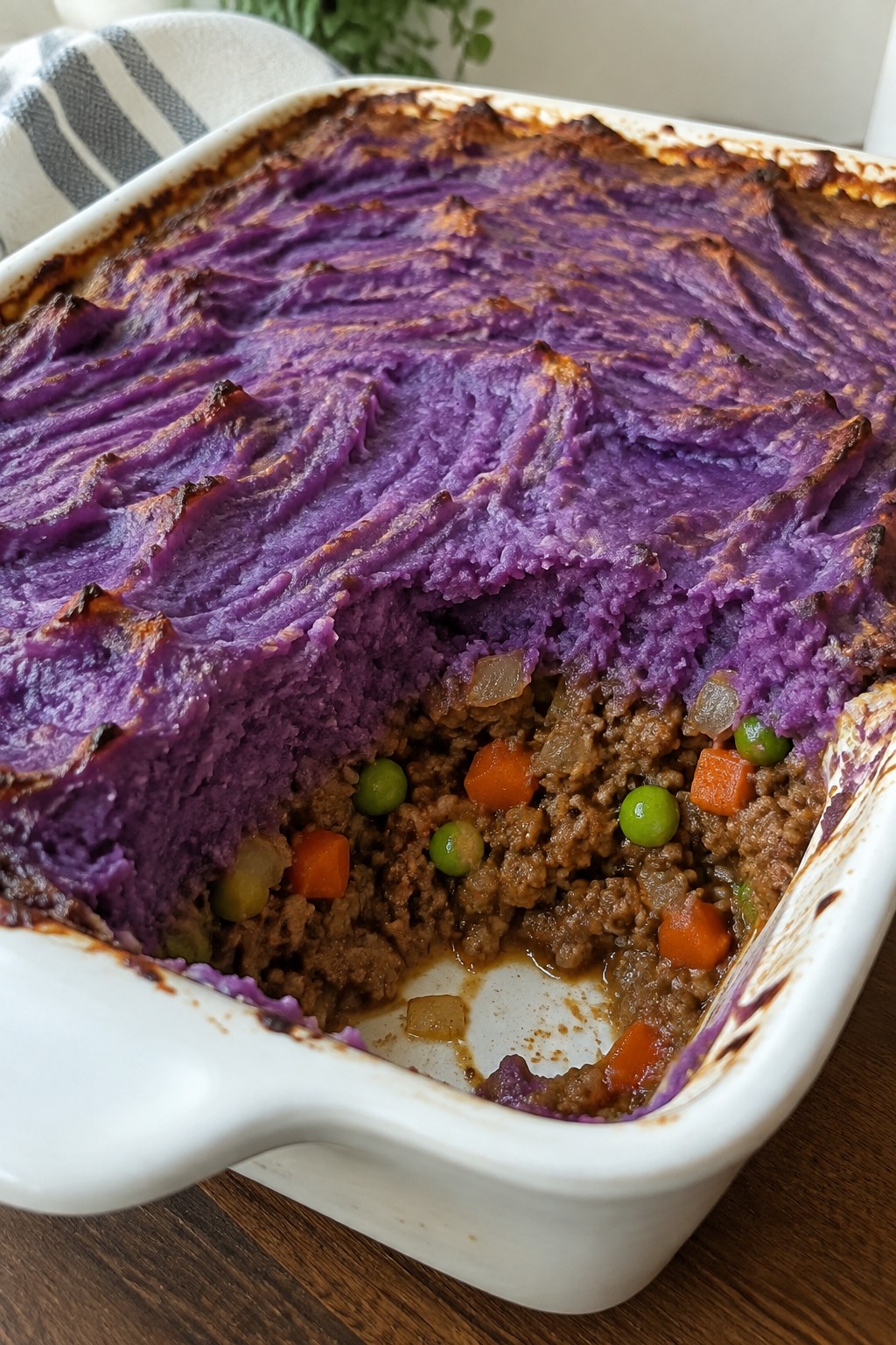 Monster Mash Shepherd's Pie with Purple Sweet Potato Topping