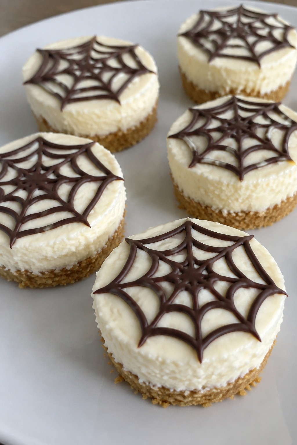 Spiderweb No-Bake Cheesecake Bites