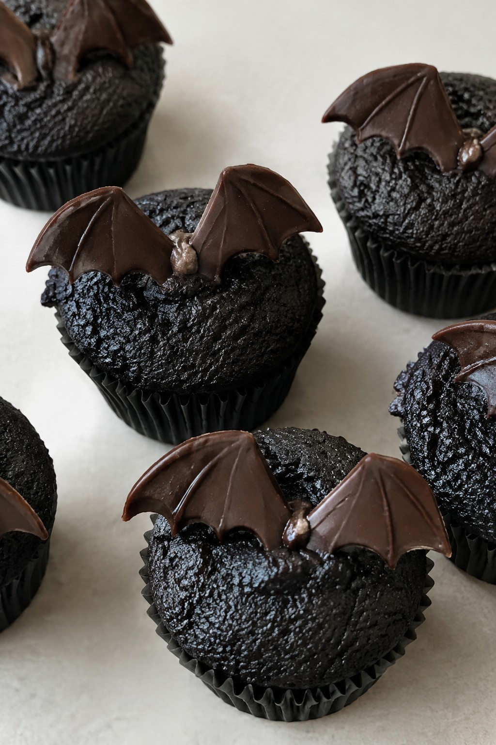 Bat Wing Black Cocoa Cupcakes