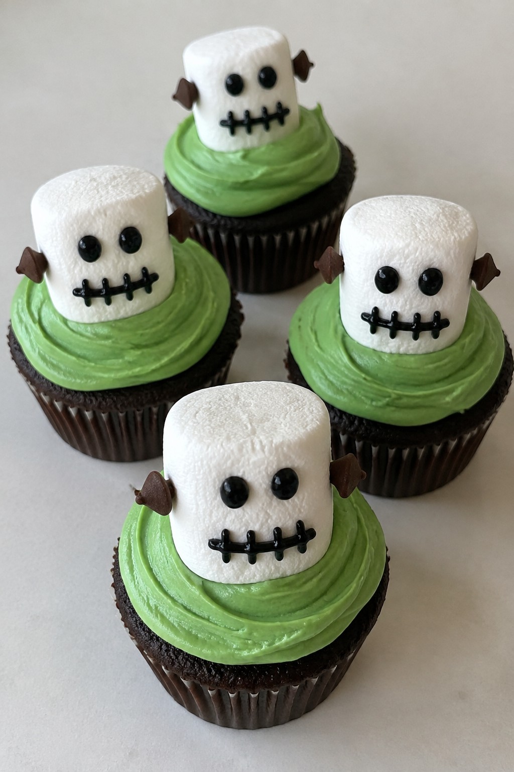 Frankenstein Marshmallow Topped Cupcakes