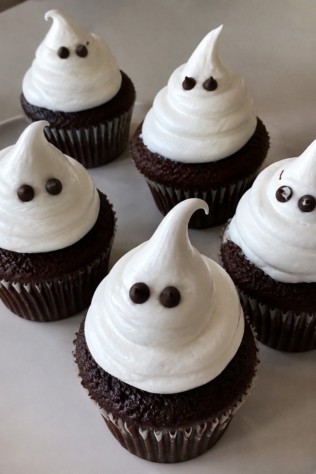 Ghost Meringue Topped Chocolate Cupcakes